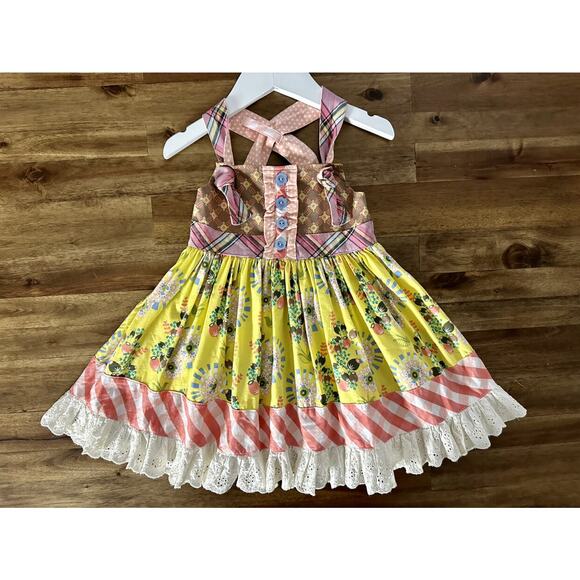 Matilda Jane Happy & Free Confectionery Knot Dress Sleeveless Floral Brown Pink - Picture 2 of 9